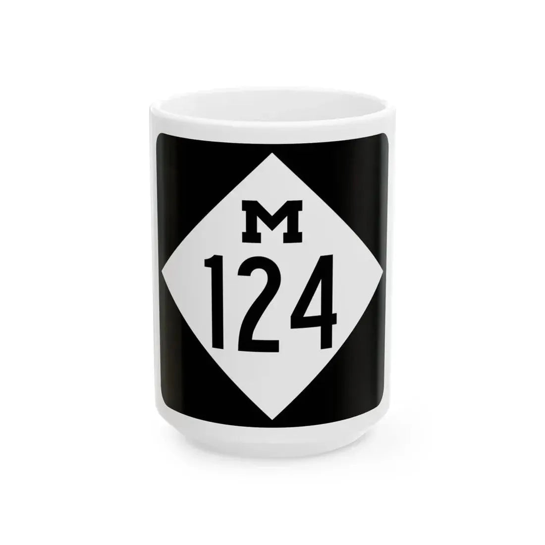 M-124 (Michigan) (Road Sign) White Coffee Mug 15oz - Go Mug Yourself