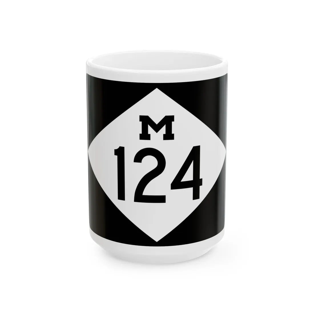 M-124 rectangle (Michigan) (Road Sign) White Coffee Mug 15oz - Go Mug Yourself