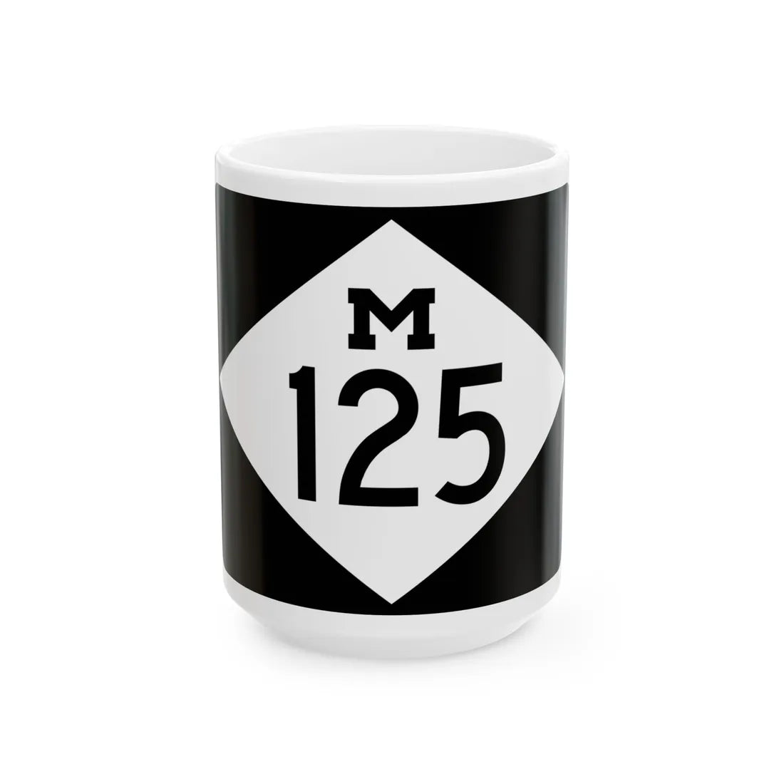 M-125 rectangle (Michigan) (Road Sign) White Coffee Mug 15oz - Go Mug Yourself