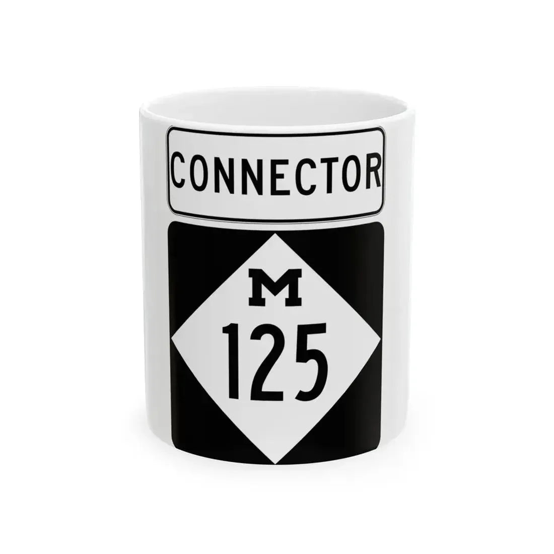 M-125Conn (Michigan) (Road Sign) White Coffee Mug 11oz - Go Mug Yourself