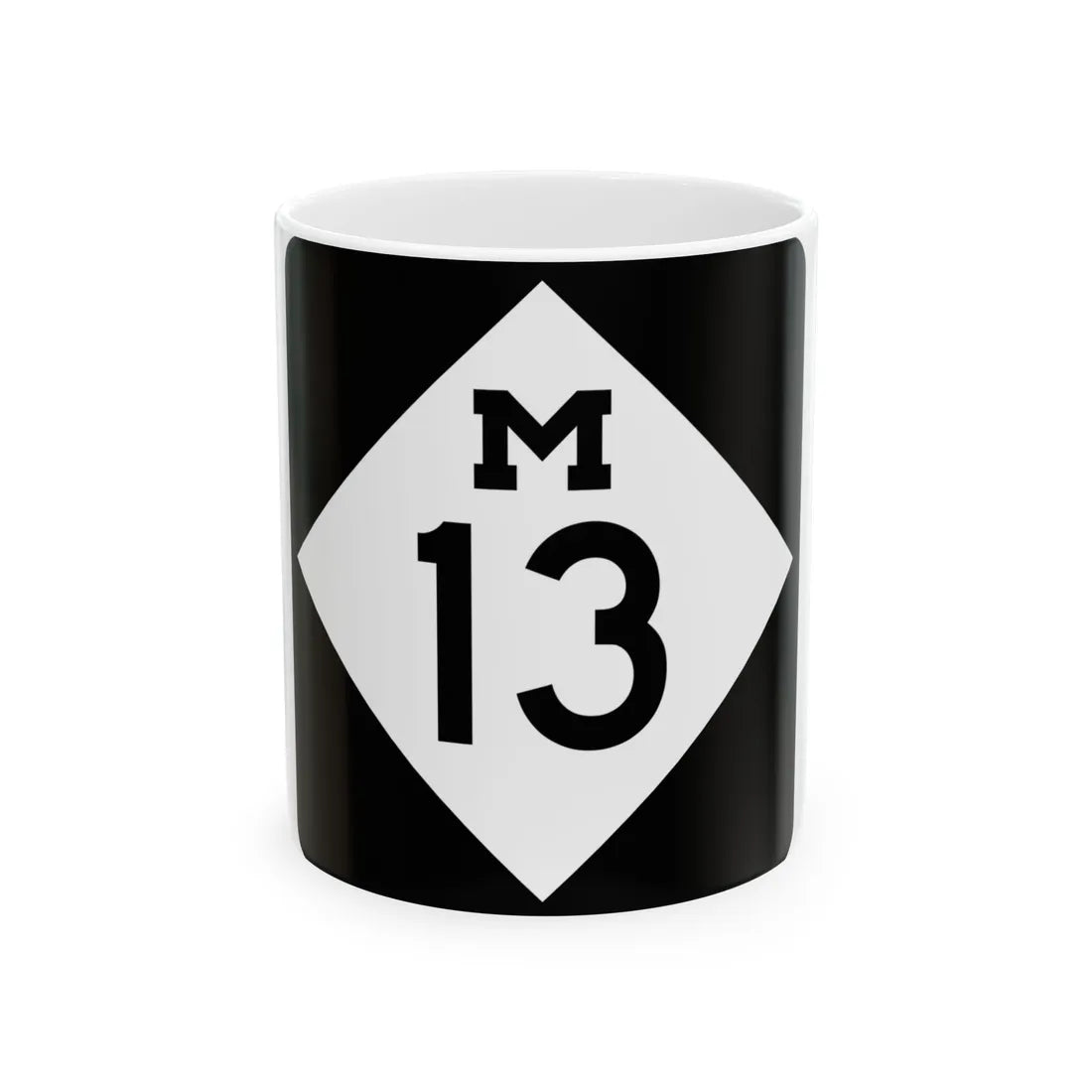 M-13 (Michigan) (Road Sign) White Coffee Mug 11oz - Go Mug Yourself