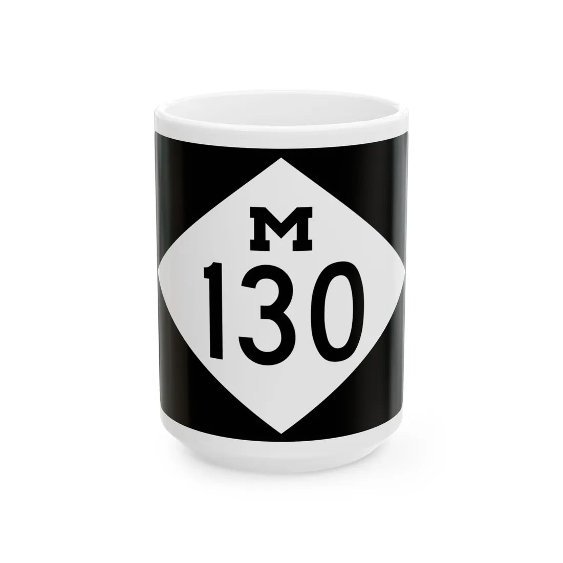 M-130 rectangle (Michigan) (Road Sign) White Coffee Mug 15oz - Go Mug Yourself