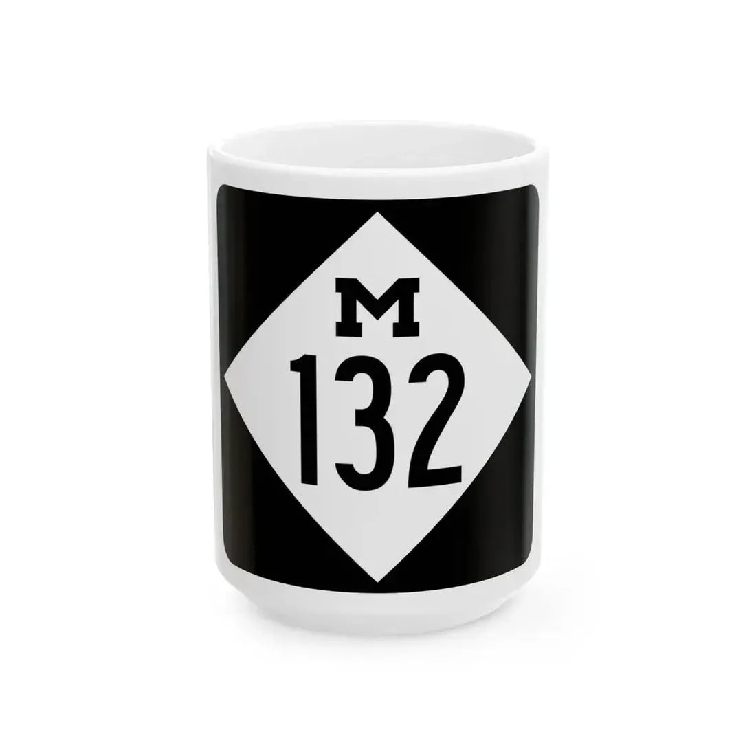 M-132 (Michigan) (Road Sign) White Coffee Mug 15oz - Go Mug Yourself