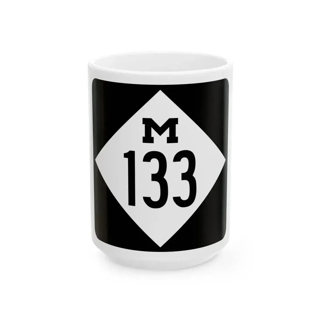 M-133 (Michigan) (Road Sign) White Coffee Mug 15oz - Go Mug Yourself