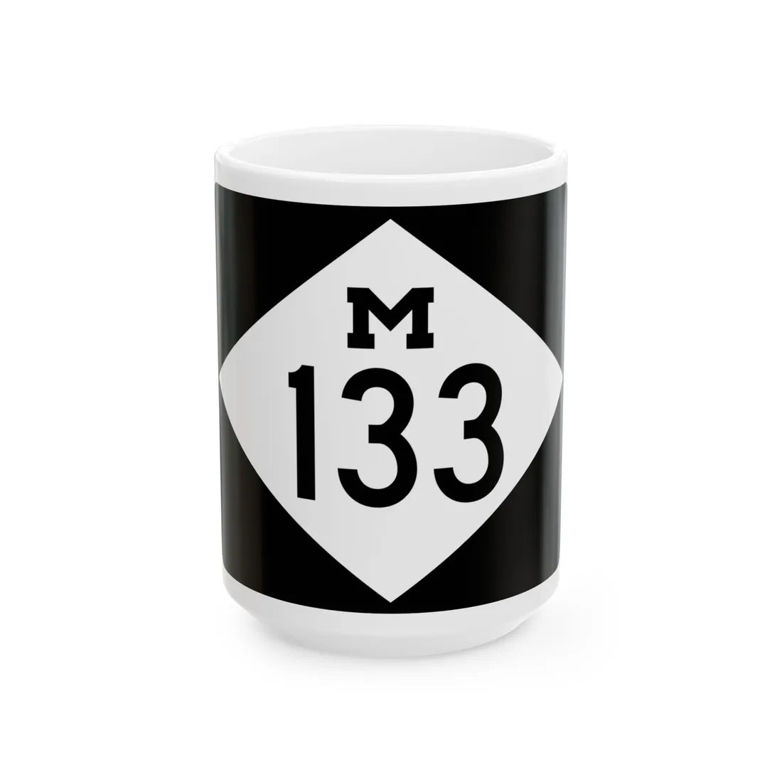 M-133 rectangle (Michigan) (Road Sign) White Coffee Mug 15oz - Go Mug Yourself