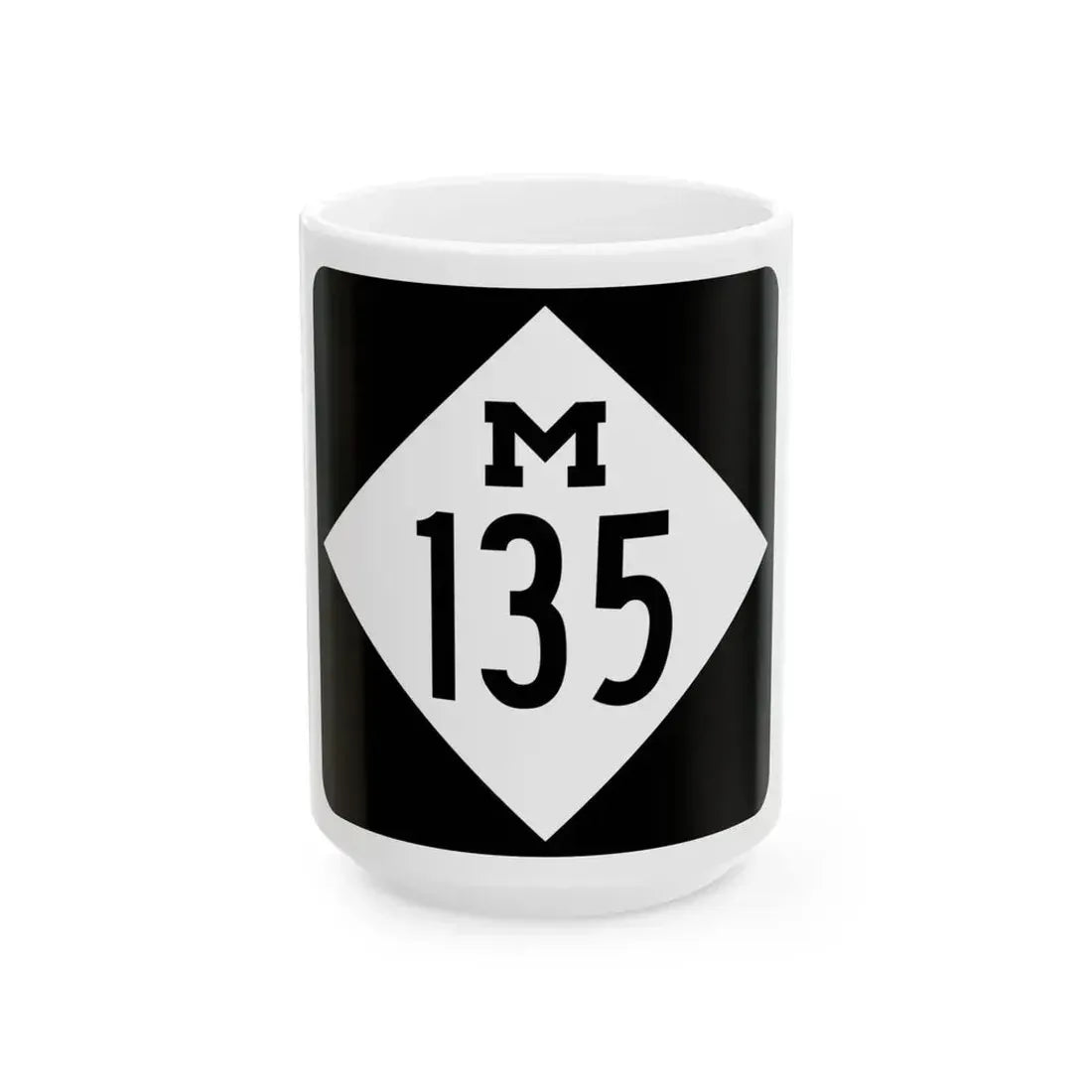 M-135 (Michigan) (Road Sign) White Coffee Mug 15oz - Go Mug Yourself