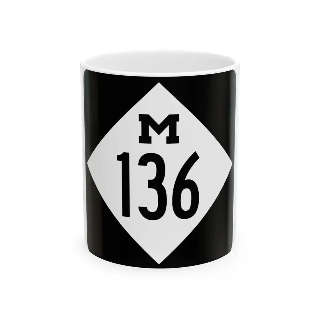 M-136 (Michigan) (Road Sign) White Coffee Mug 11oz - Go Mug Yourself