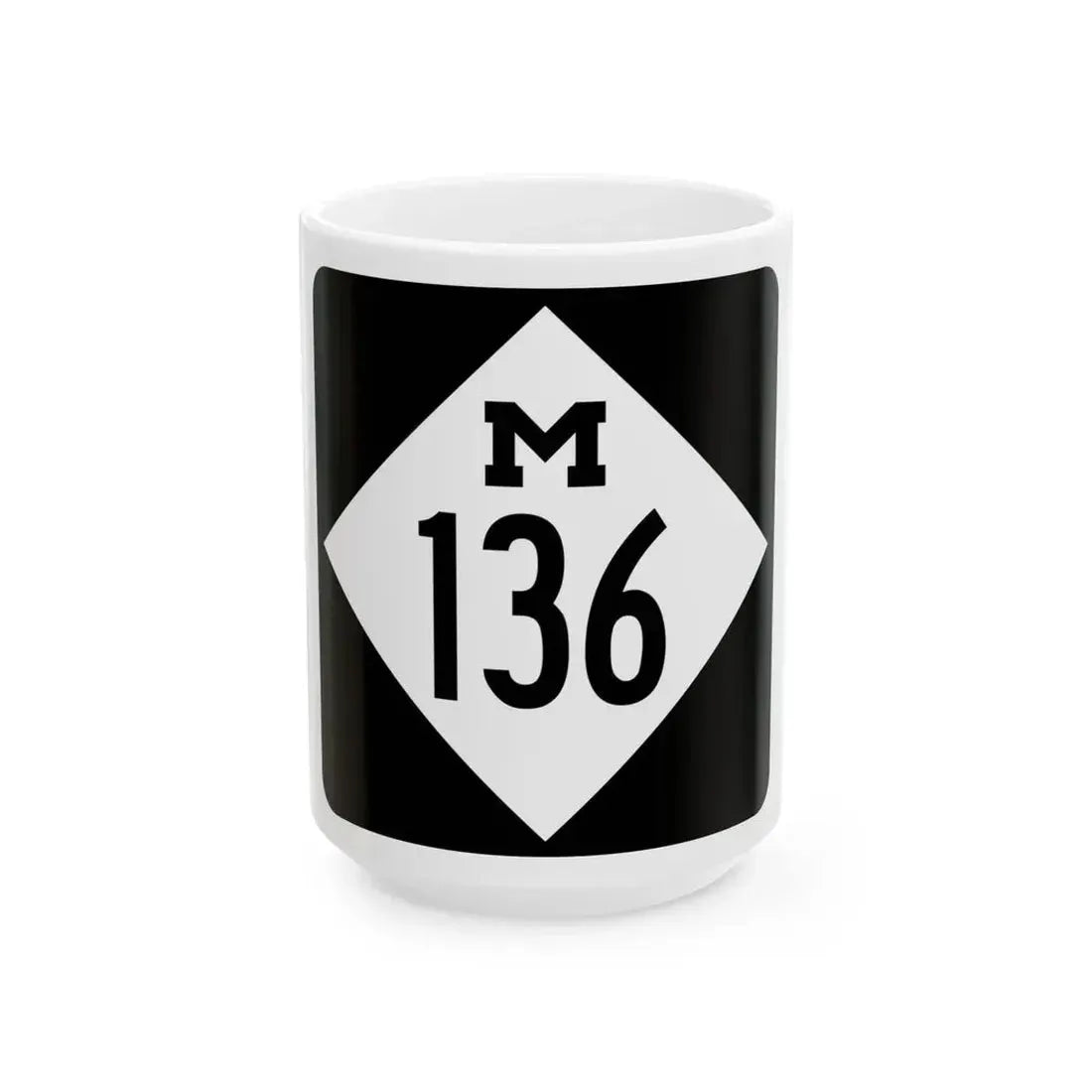 M-136 (Michigan) (Road Sign) White Coffee Mug 15oz - Go Mug Yourself