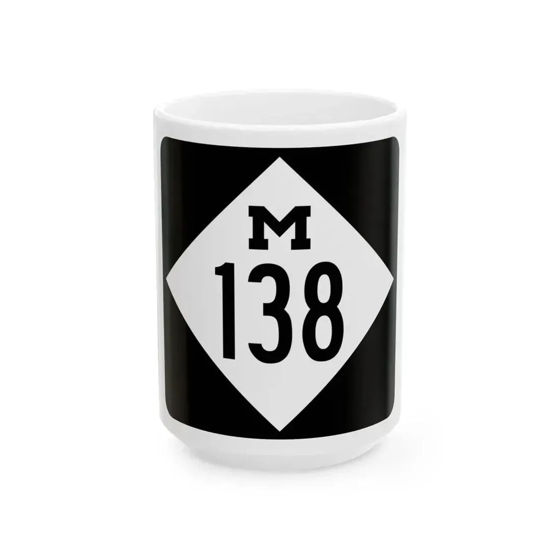 M-138 (Michigan) (Road Sign) White Coffee Mug 15oz - Go Mug Yourself