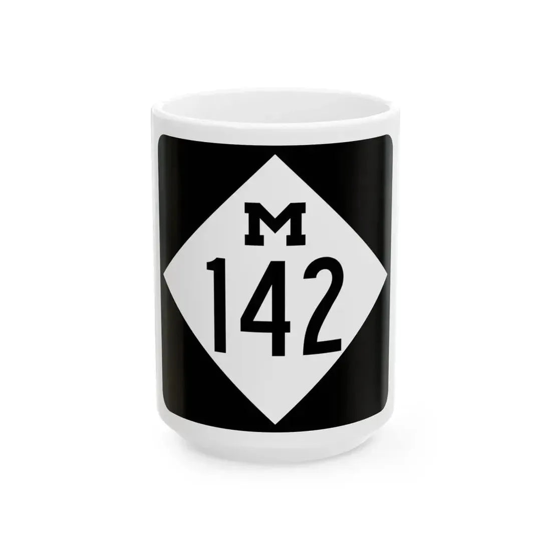 M-142 (Michigan) (Road Sign) White Coffee Mug 15oz - Go Mug Yourself