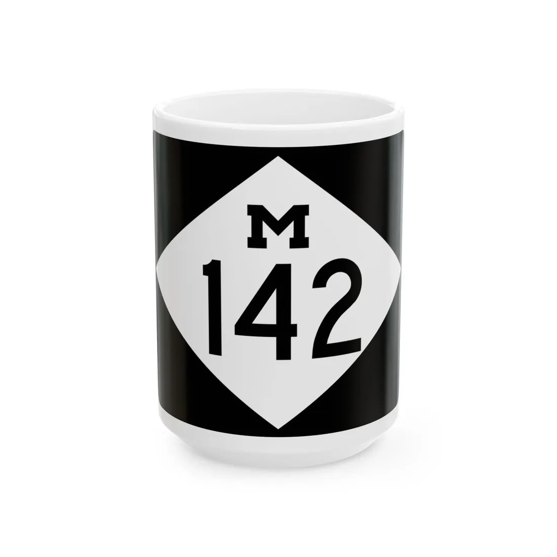 M-142 rectangle (Michigan) (Road Sign) White Coffee Mug 15oz - Go Mug Yourself