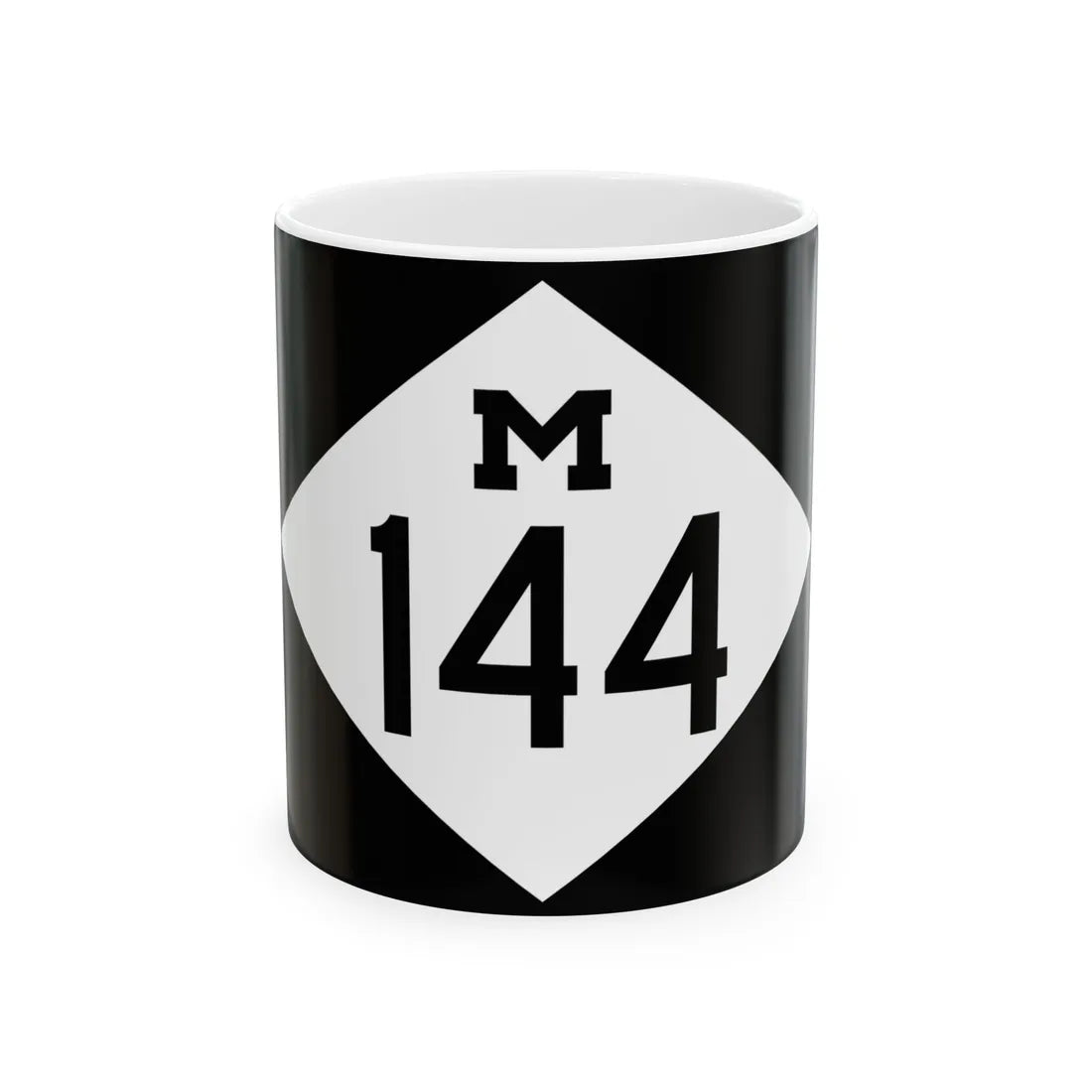 M-144 rectangle (Michigan) (Road Sign) White Coffee Mug 11oz - Go Mug Yourself