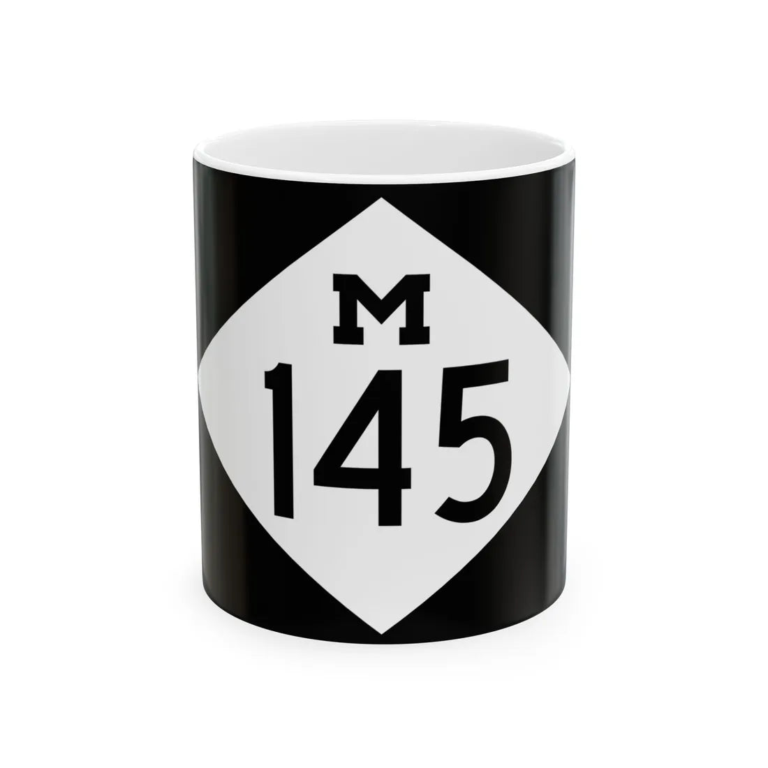 M-145 rectangle (Michigan) (Road Sign) White Coffee Mug 11oz - Go Mug Yourself
