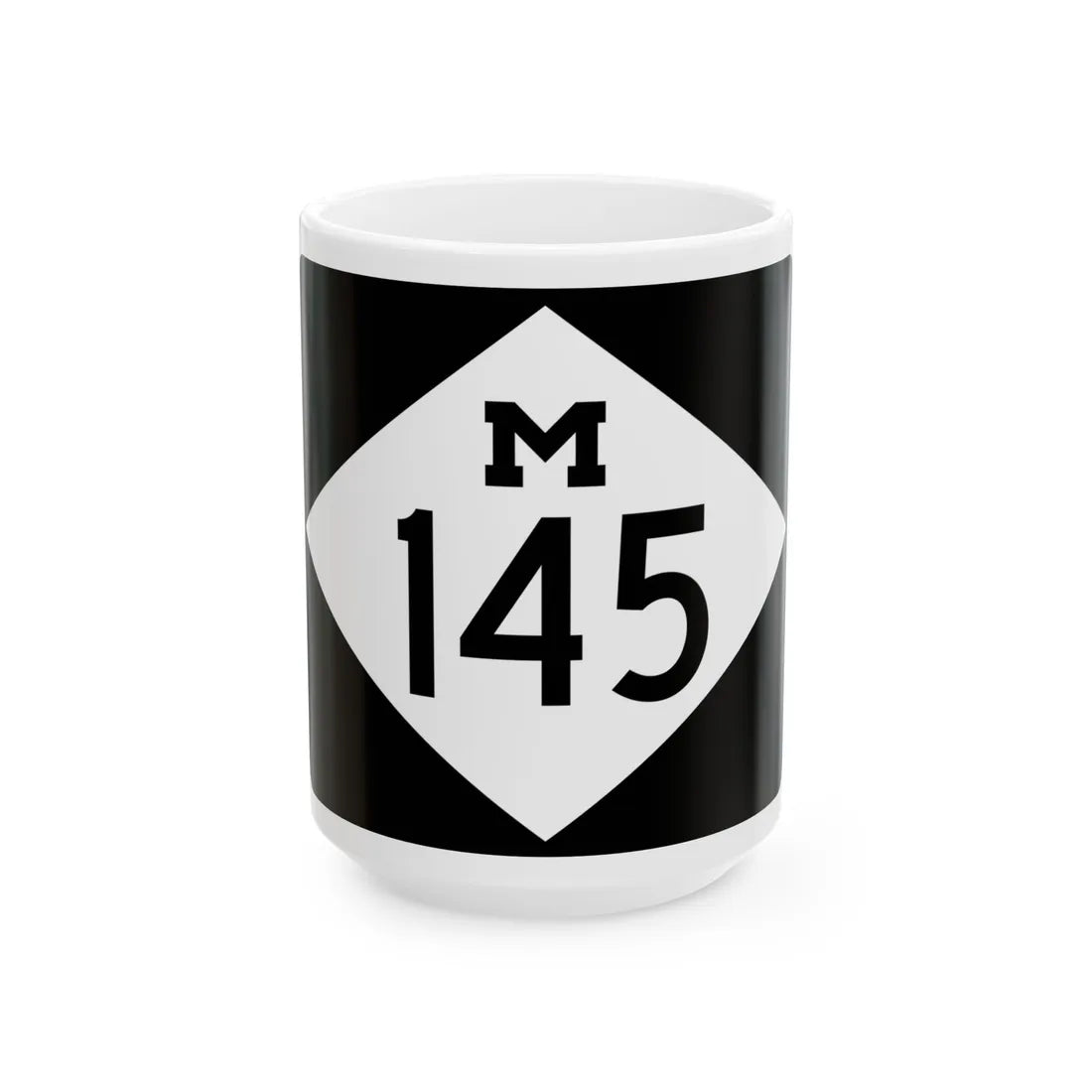 M-145 rectangle (Michigan) (Road Sign) White Coffee Mug 15oz - Go Mug Yourself
