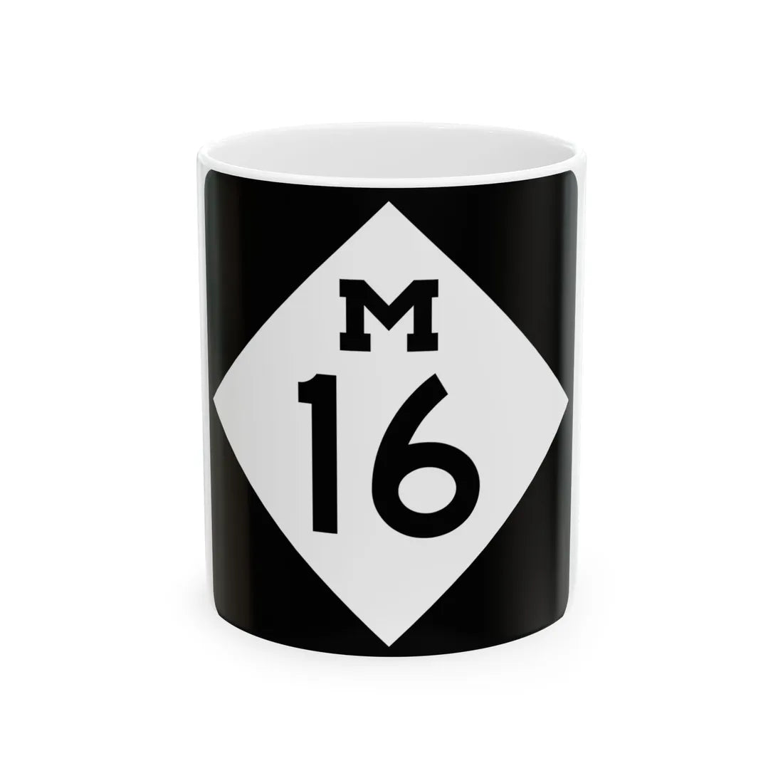 M-16 (Michigan) (Road Sign) White Coffee Mug 11oz - Go Mug Yourself
