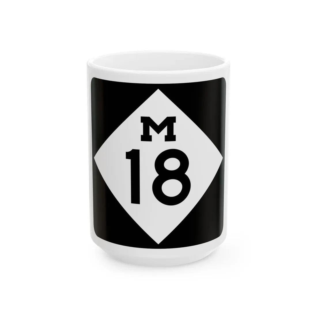 M-18 (Michigan) (Road Sign) White Coffee Mug 15oz - Go Mug Yourself