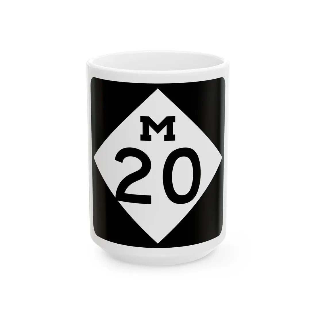 M-20 (Michigan) (Road Sign) White Coffee Mug 15oz - Go Mug Yourself