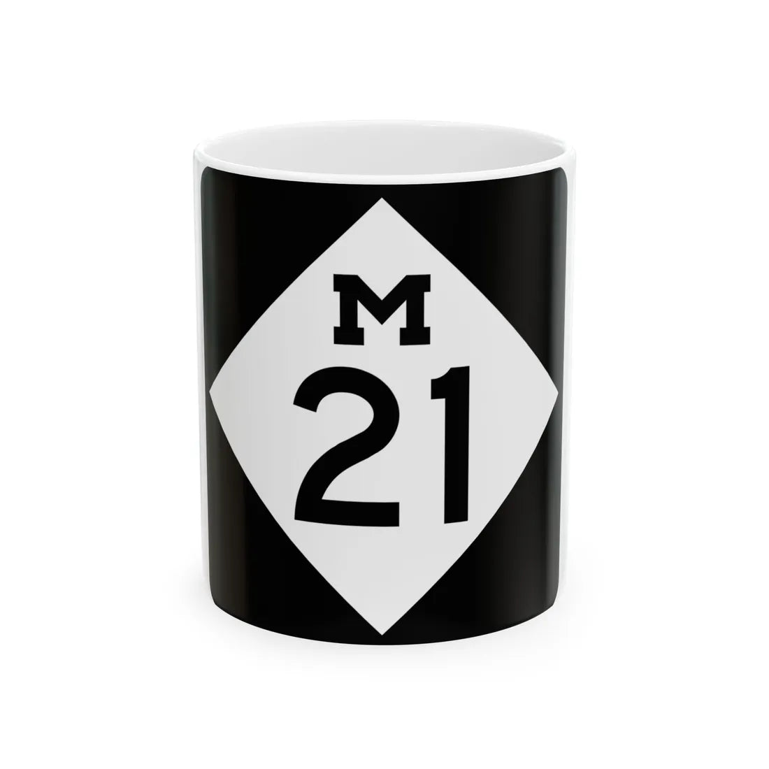 M-21 (Michigan) (Road Sign) White Coffee Mug 11oz - Go Mug Yourself
