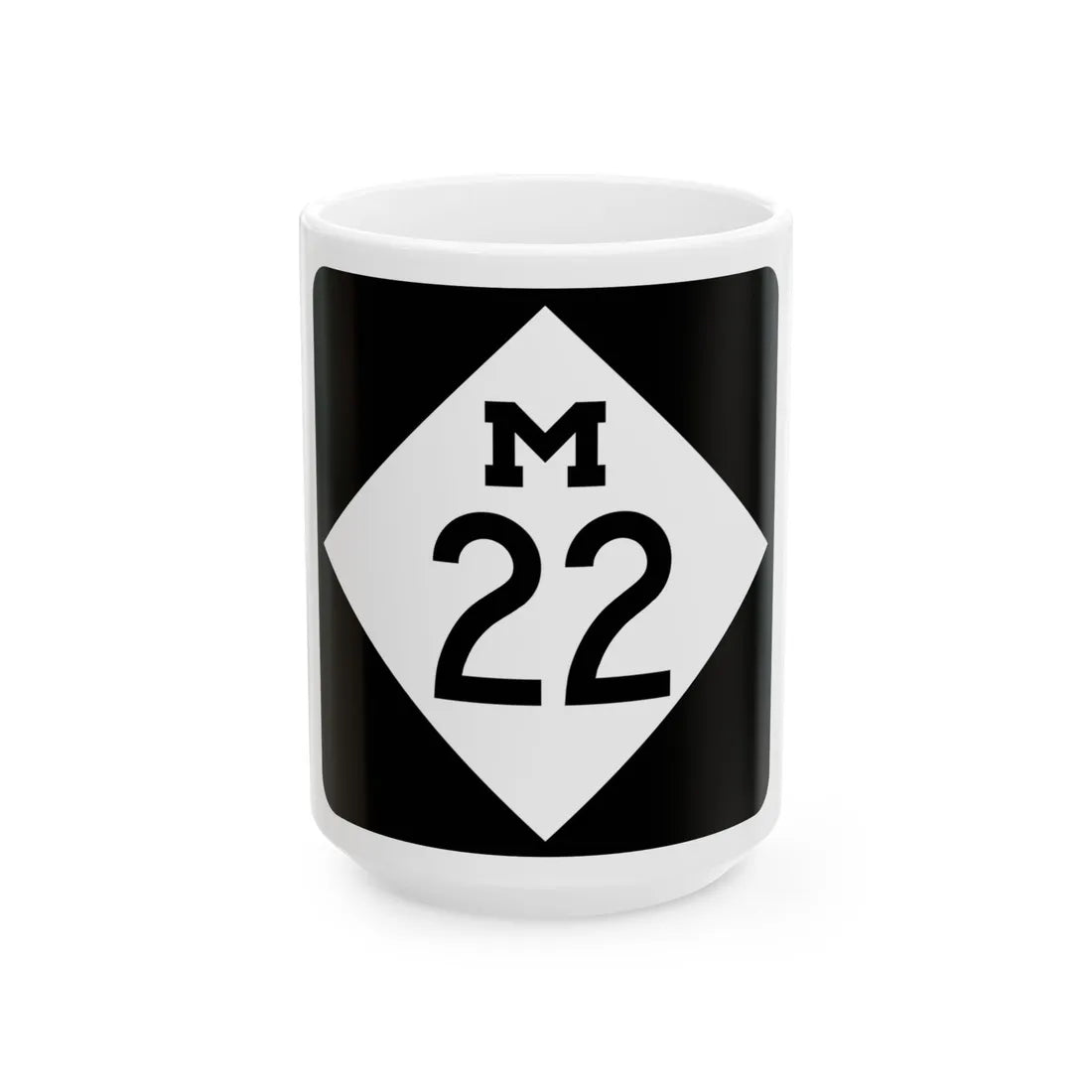 M-22 (Michigan) (Road Sign) White Coffee Mug 15oz - Go Mug Yourself