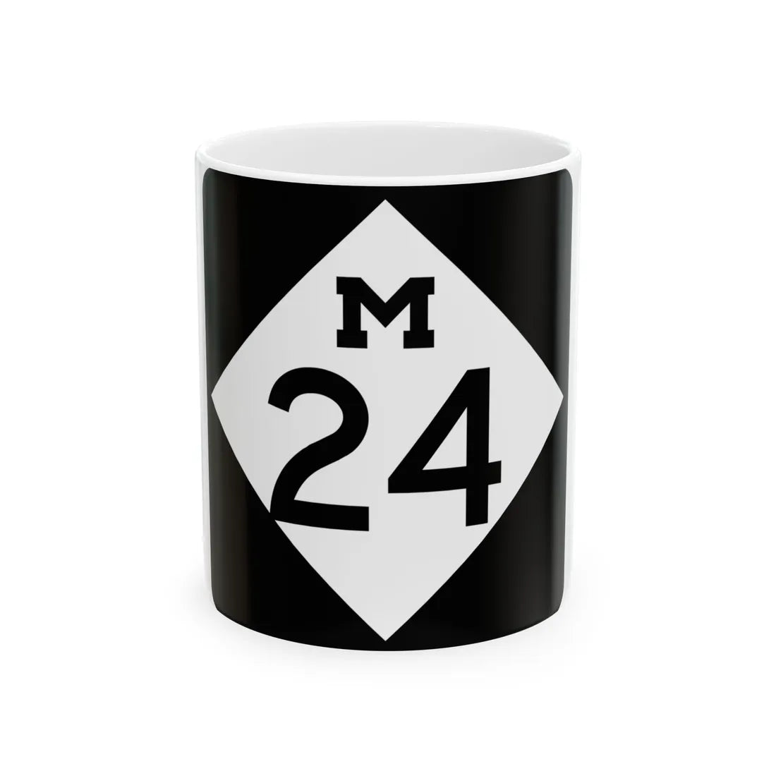 M-24 (Michigan) (Road Sign) White Coffee Mug 11oz - Go Mug Yourself