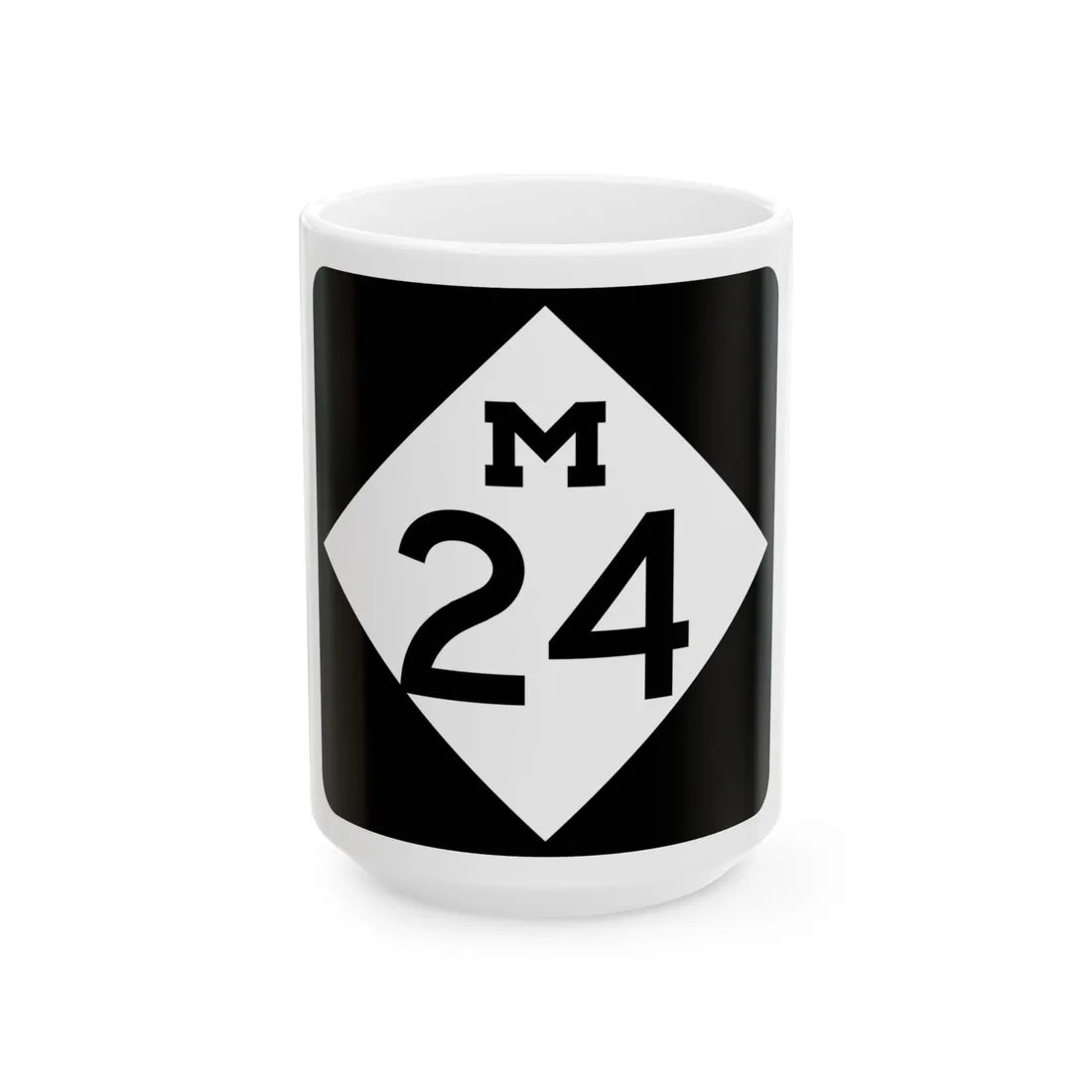 M-24 (Michigan) (Road Sign) White Coffee Mug 15oz - Go Mug Yourself
