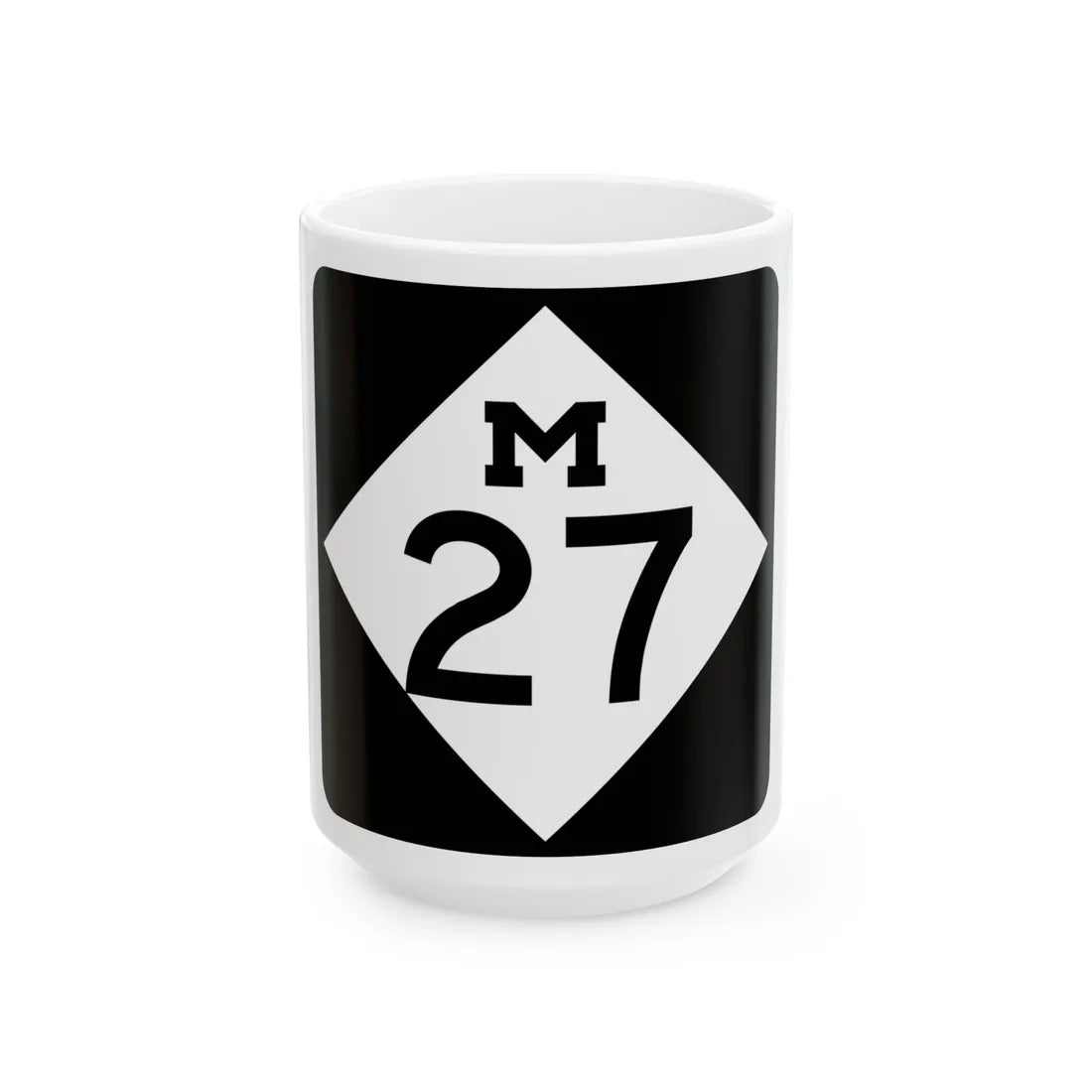 M-27 (Michigan) (Road Sign) White Coffee Mug 15oz - Go Mug Yourself