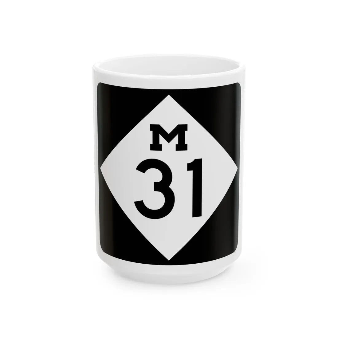 M-31 (Michigan) (Road Sign) White Coffee Mug 15oz - Go Mug Yourself