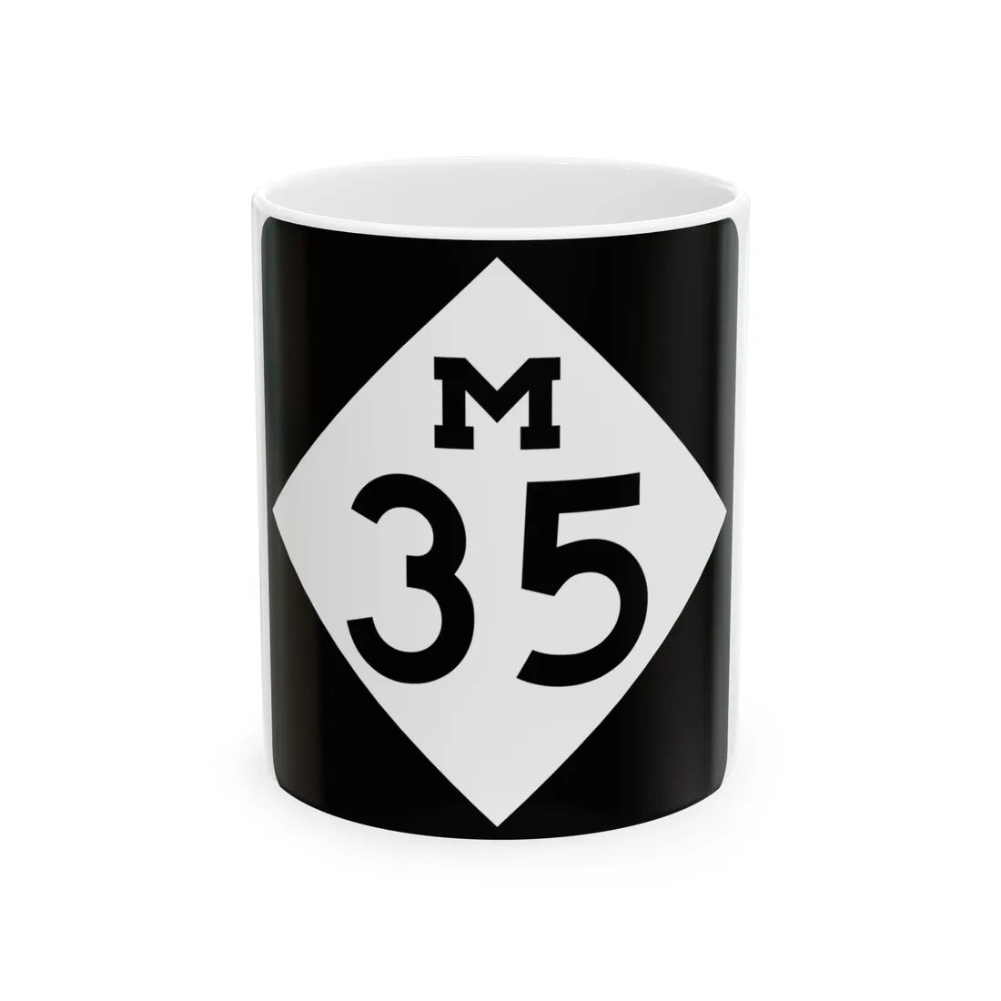 M-35 (Michigan) (Road Sign) White Coffee Mug 11oz - Go Mug Yourself