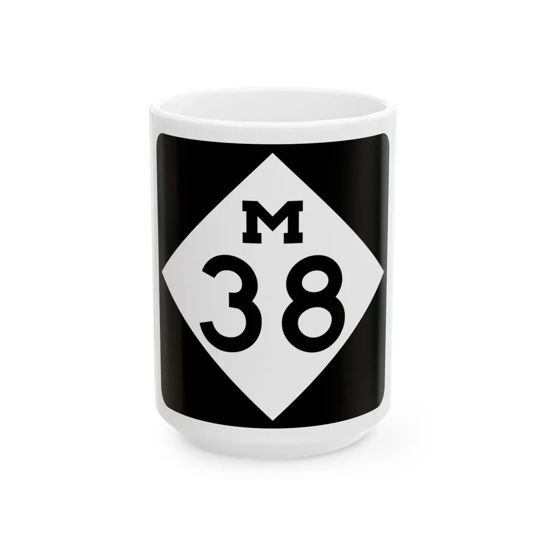 M-38 (Michigan) (Road Sign) White Coffee Mug 15oz - Go Mug Yourself