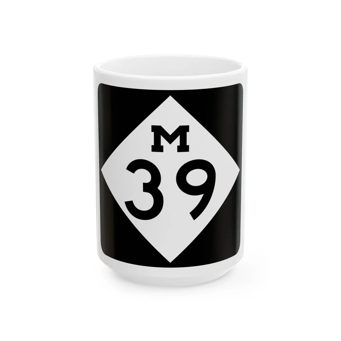M-39 (Michigan) (Road Sign) White Coffee Mug 15oz - Go Mug Yourself