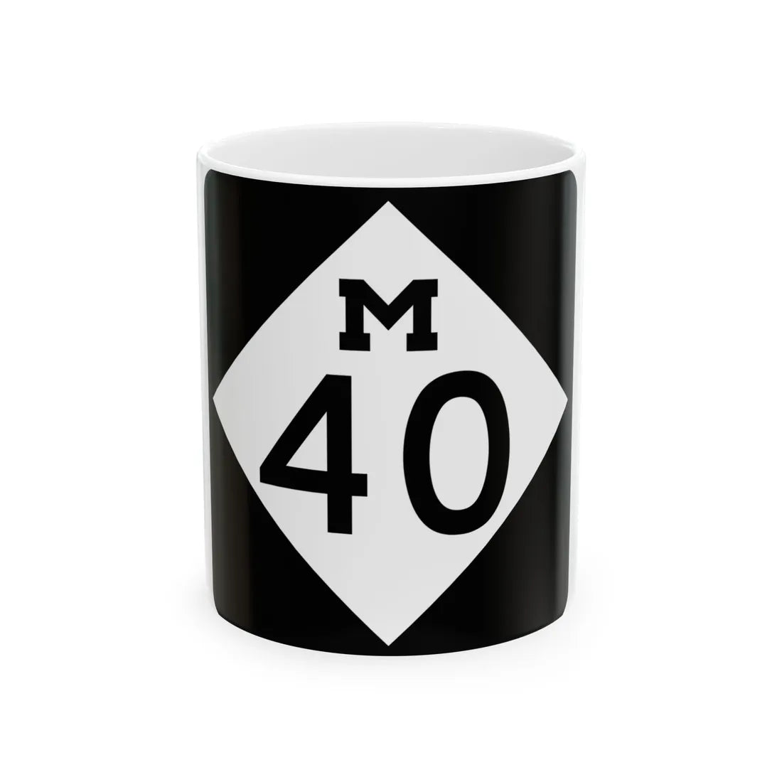M-40 (Michigan) (Road Sign) White Coffee Mug 11oz - Go Mug Yourself