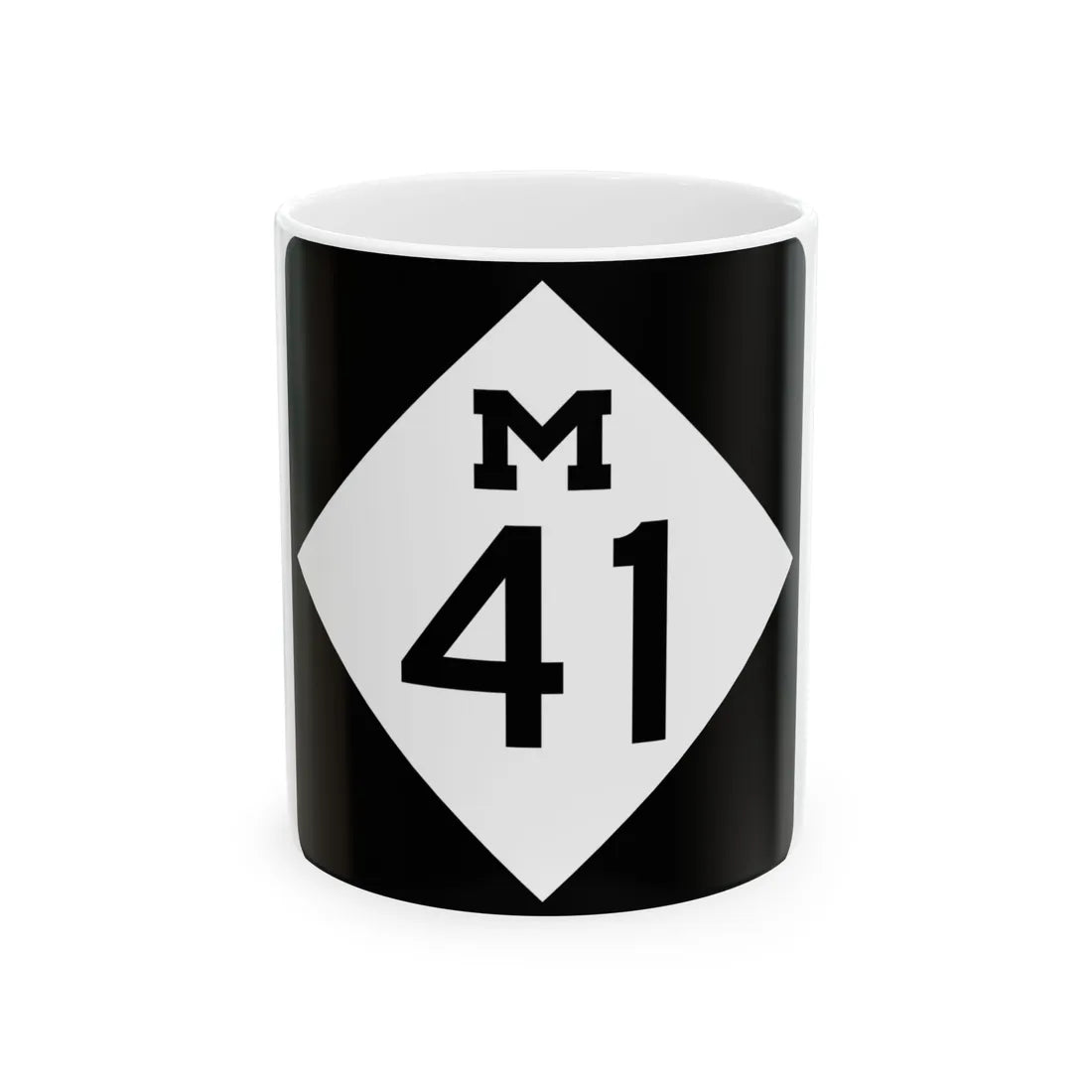 M-41 (Michigan) (Road Sign) White Coffee Mug 11oz - Go Mug Yourself