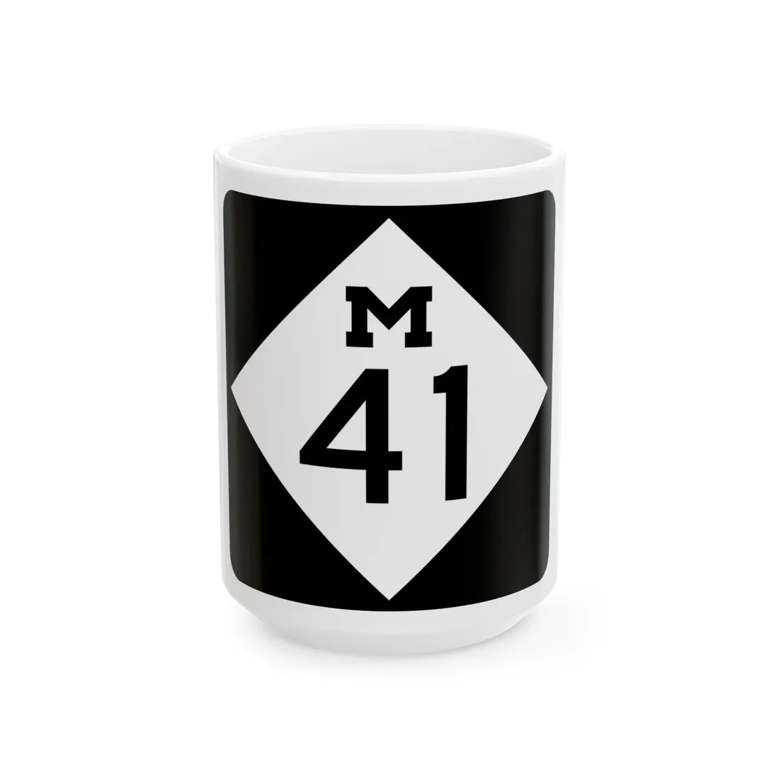 M-41 (Michigan) (Road Sign) White Coffee Mug 15oz - Go Mug Yourself