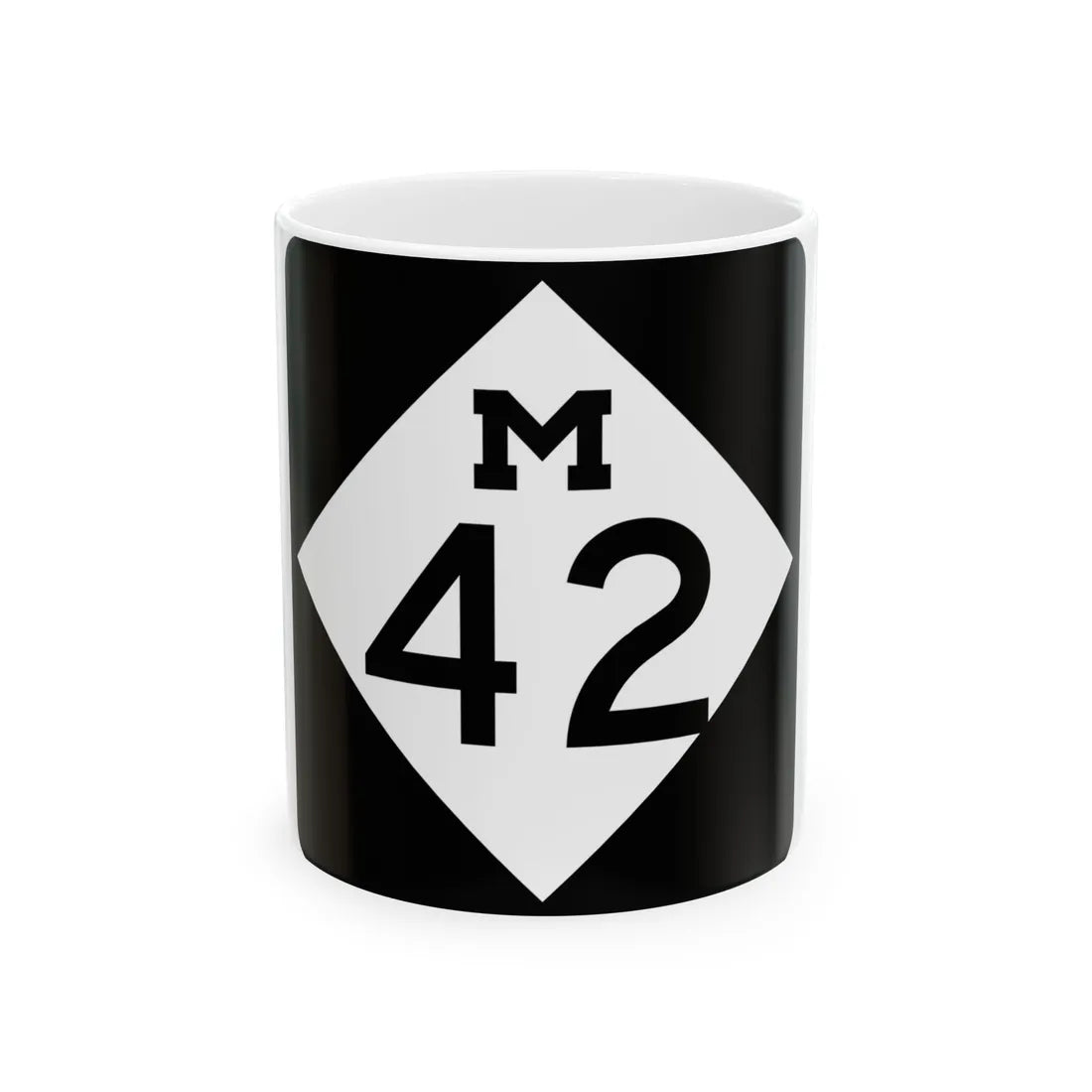 M-42 (Michigan) (Road Sign) White Coffee Mug 11oz - Go Mug Yourself