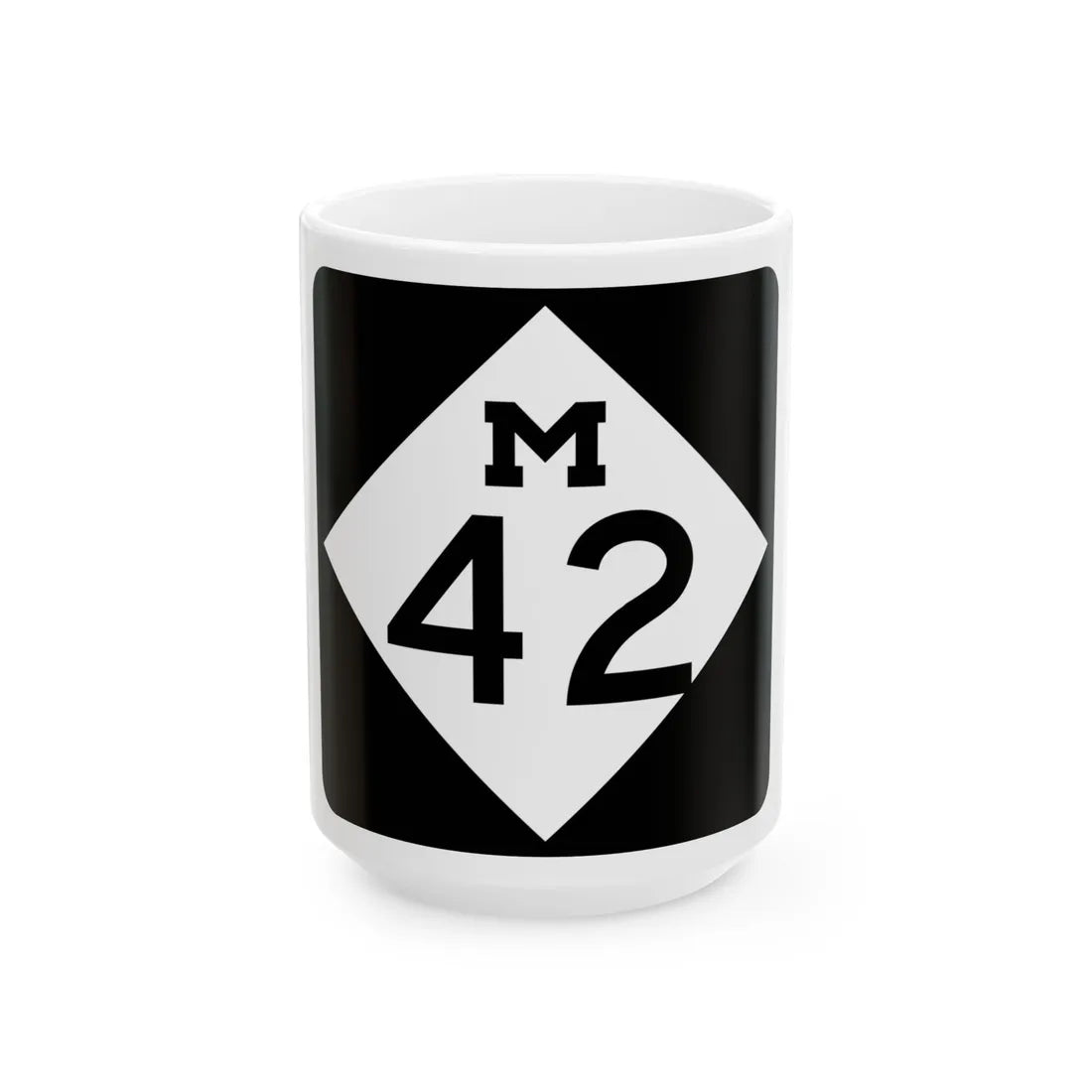 M-42 (Michigan) (Road Sign) White Coffee Mug 15oz - Go Mug Yourself