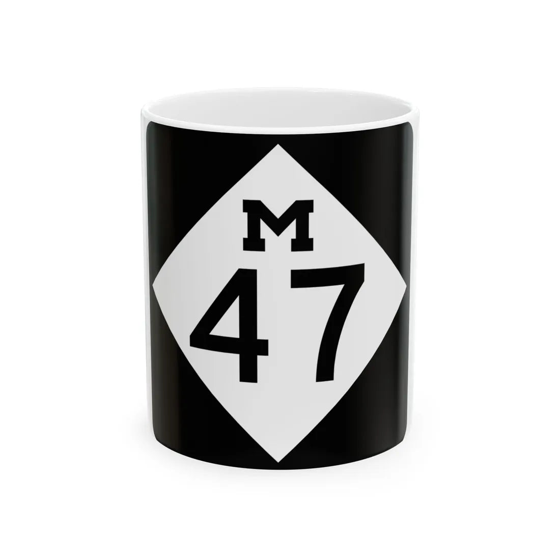 M-47 (Michigan) (Road Sign) White Coffee Mug 11oz - Go Mug Yourself