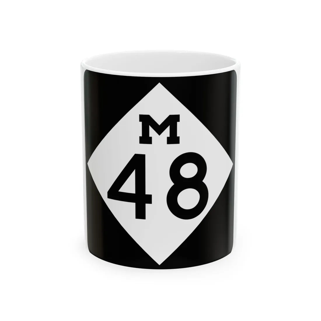 M-48 (Michigan) (Road Sign) White Coffee Mug 11oz - Go Mug Yourself