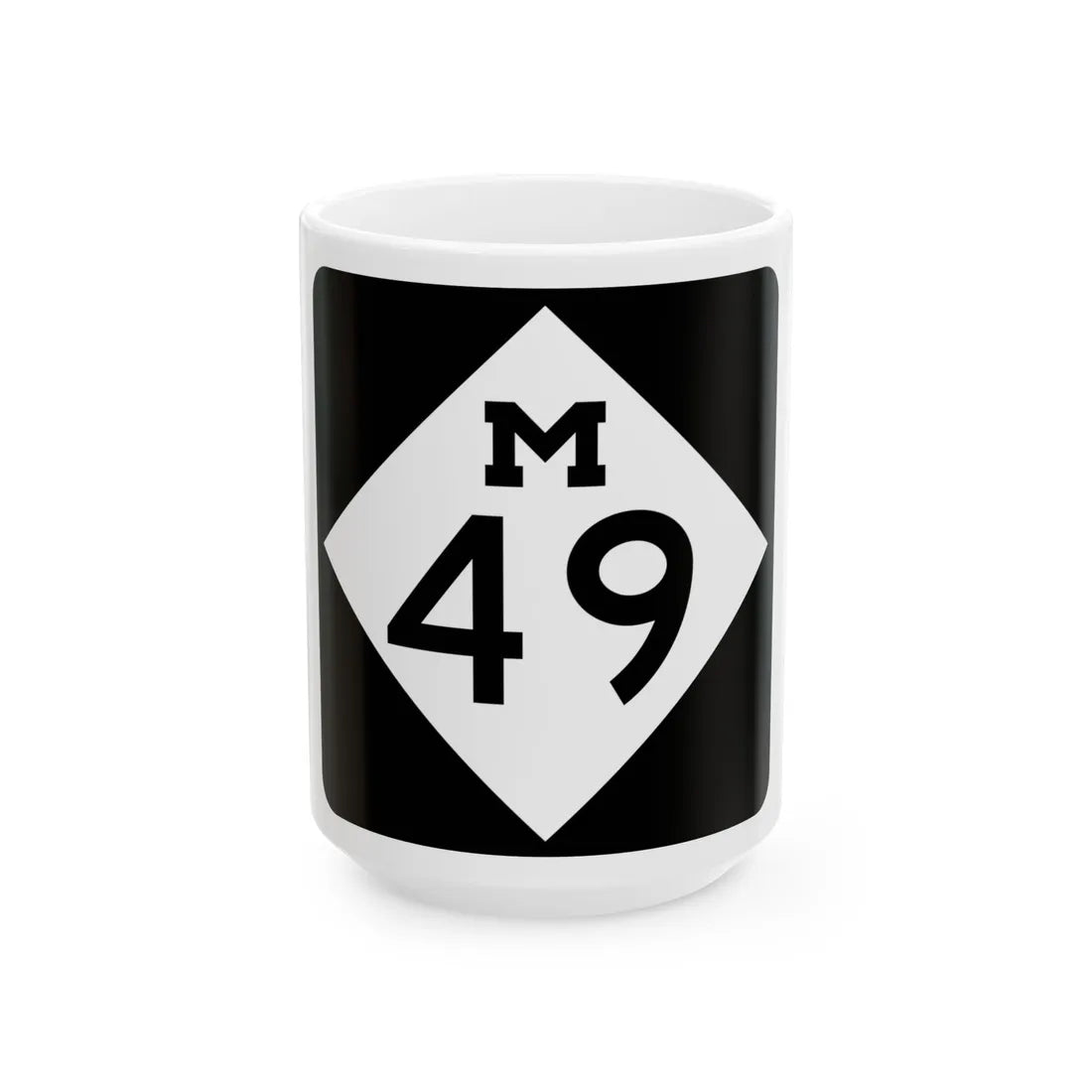 M-49 (Michigan) (Road Sign) White Coffee Mug 15oz - Go Mug Yourself
