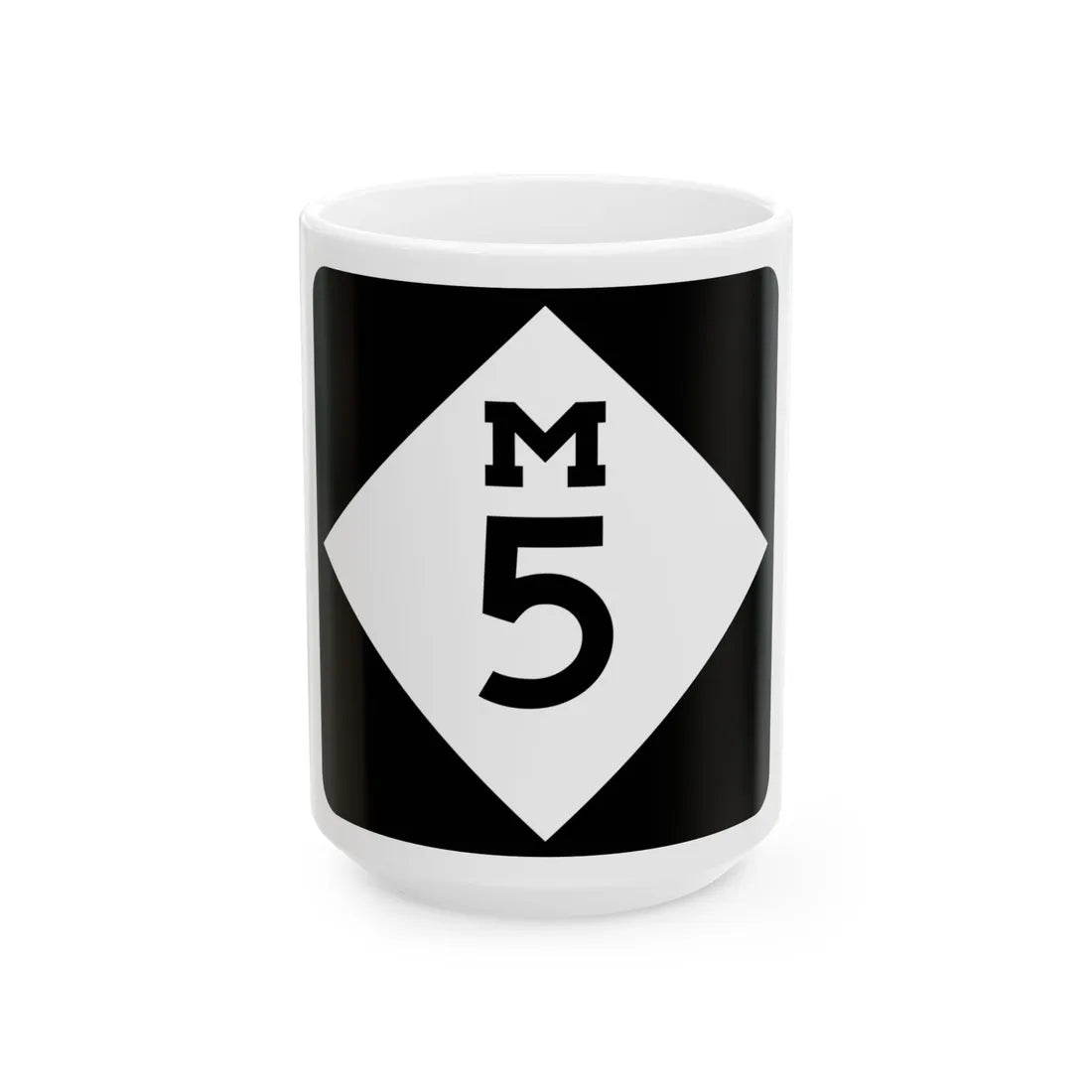 M-5 (Michigan) (Road Sign) White Coffee Mug 15oz - Go Mug Yourself