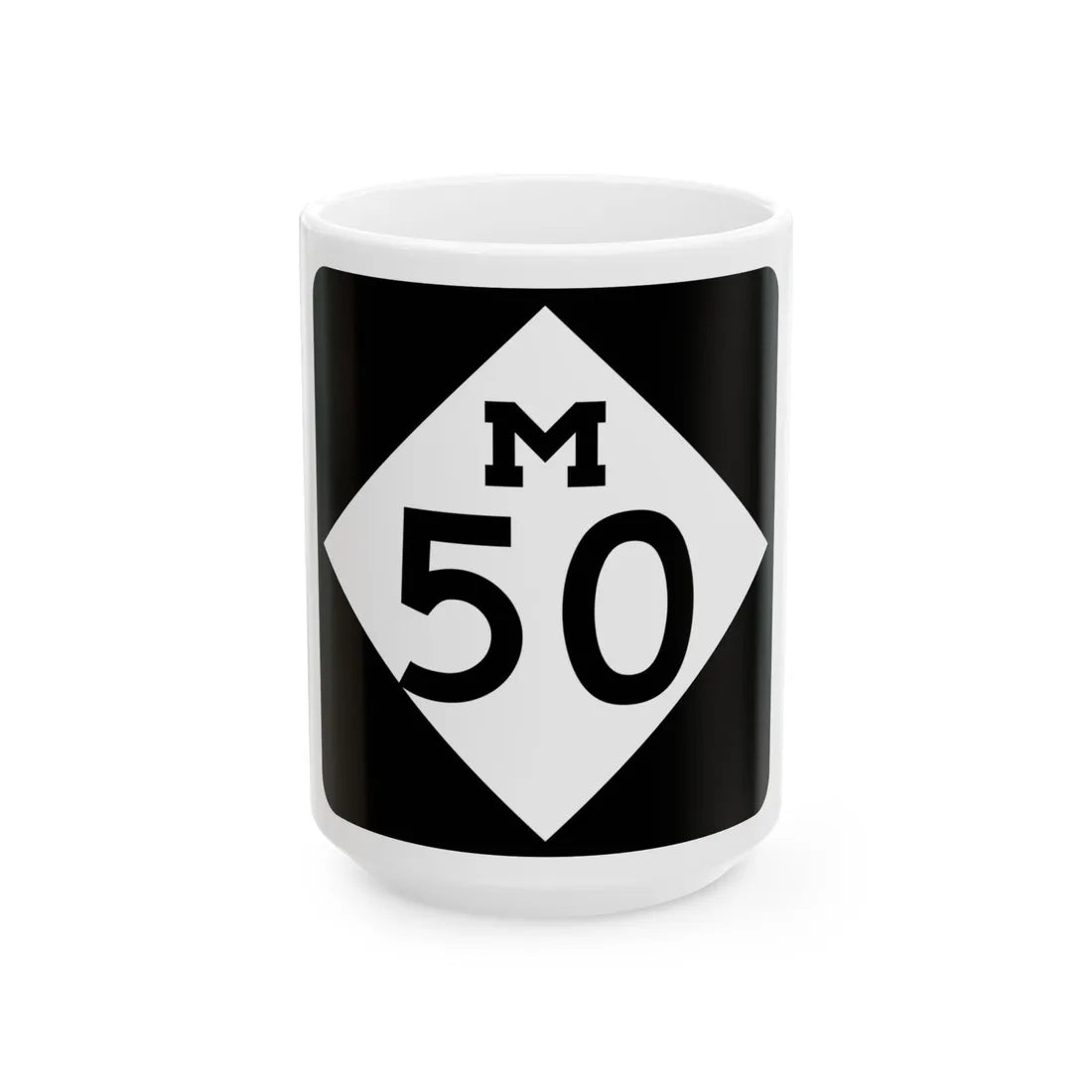 M-50 (Michigan) (Road Sign) White Coffee Mug 15oz - Go Mug Yourself