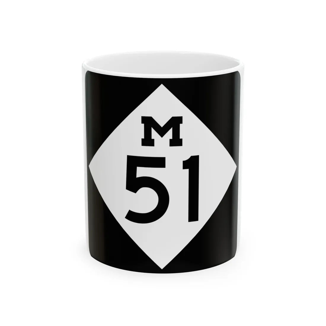 M-51 (Michigan) (Road Sign) White Coffee Mug 11oz - Go Mug Yourself