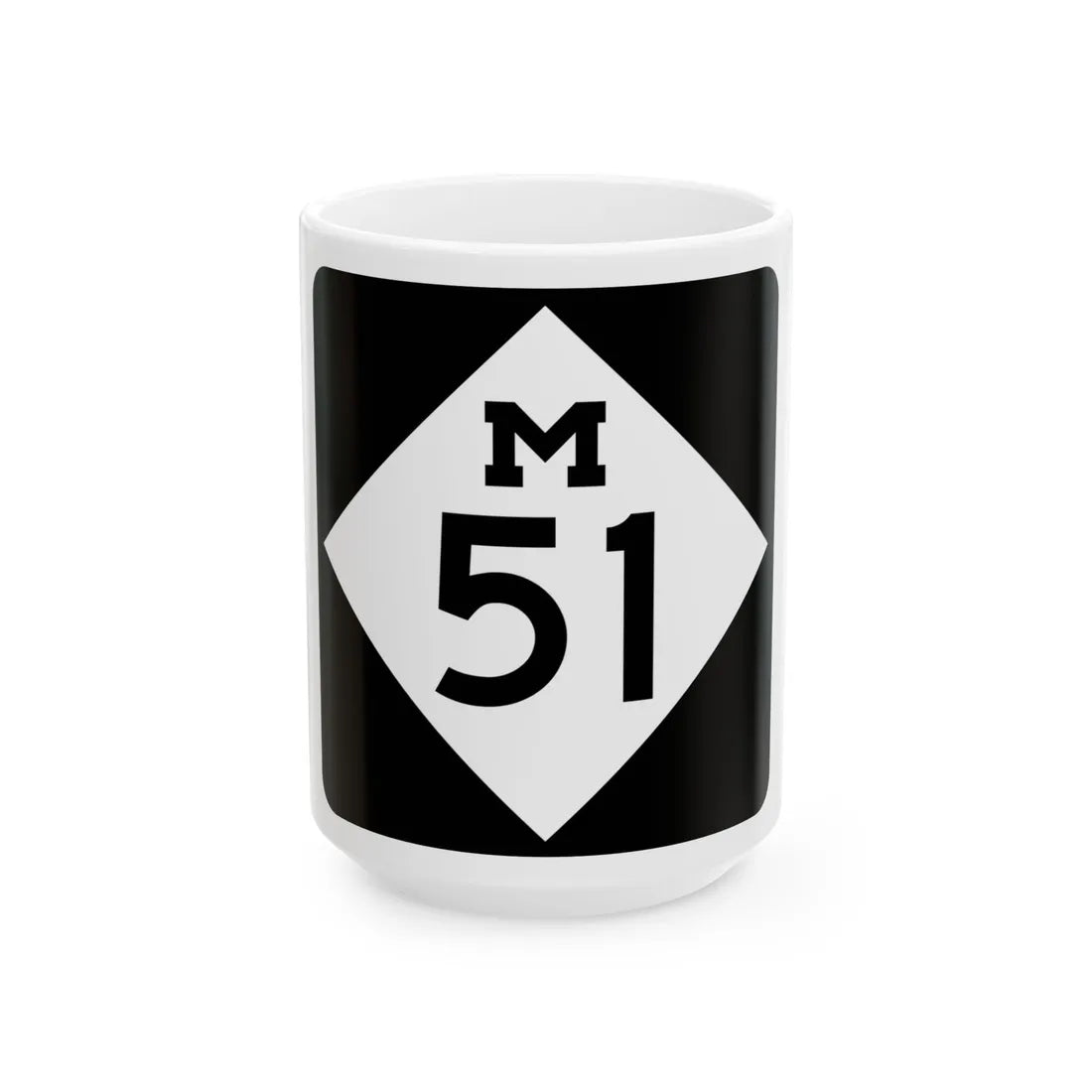 M-51 (Michigan) (Road Sign) White Coffee Mug 15oz - Go Mug Yourself