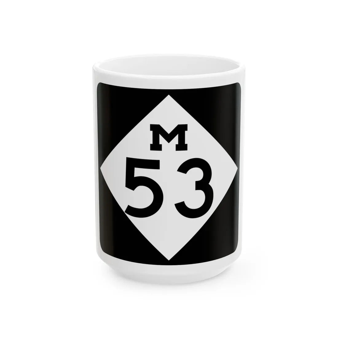 M-53 (Michigan) (Road Sign) White Coffee Mug 15oz - Go Mug Yourself
