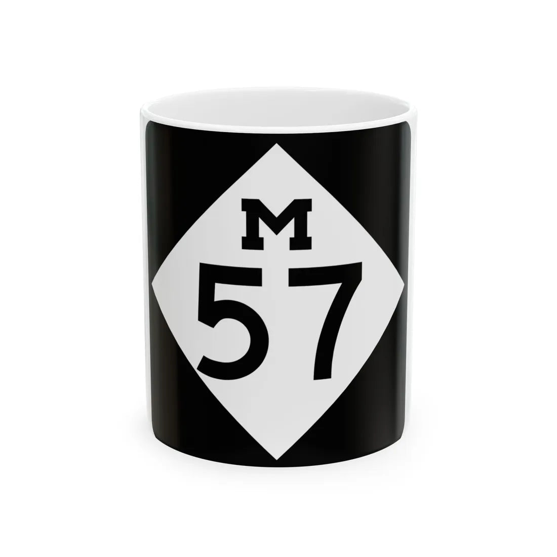 M-57 (Michigan) (Road Sign) White Coffee Mug 11oz - Go Mug Yourself