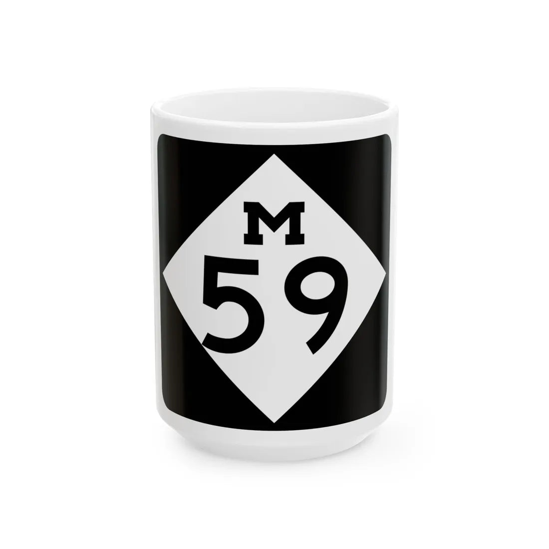 M-59 (Michigan) (Road Sign) White Coffee Mug 15oz - Go Mug Yourself