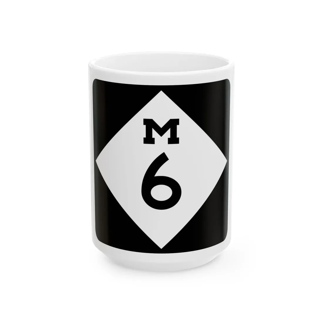 M-6 (Michigan) (Road Sign) White Coffee Mug 15oz - Go Mug Yourself