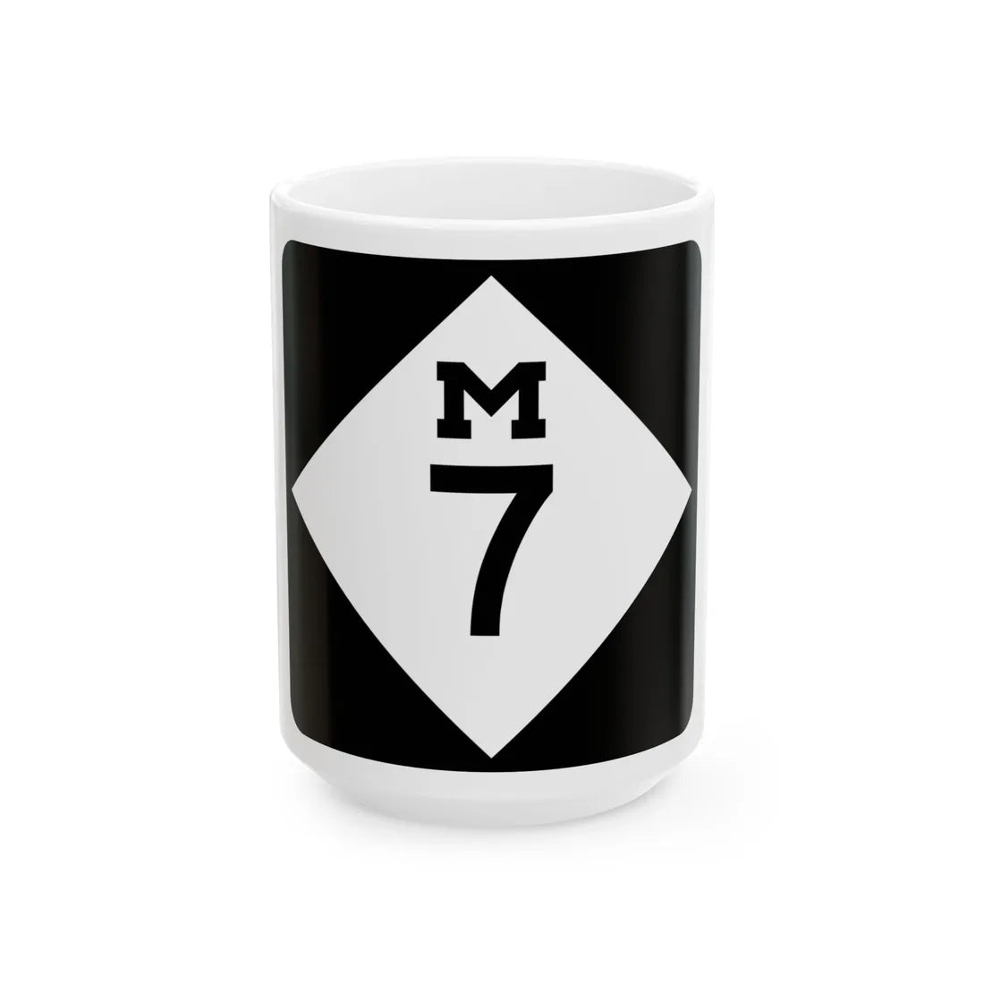 M-7 (Michigan) (Road Sign) White Coffee Mug 15oz - Go Mug Yourself