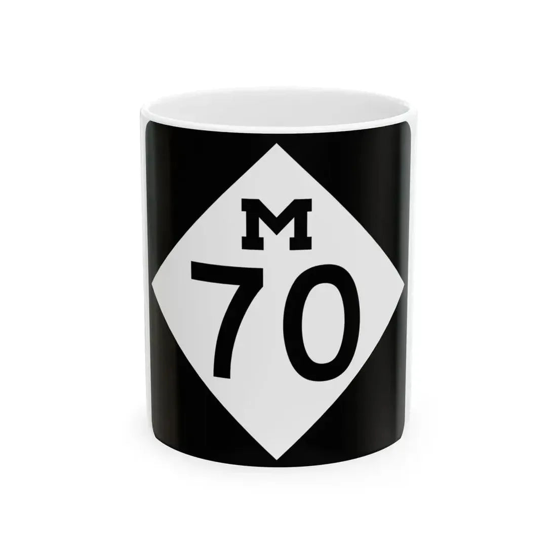 M-70 (Michigan) (Road Sign) White Coffee Mug 11oz - Go Mug Yourself