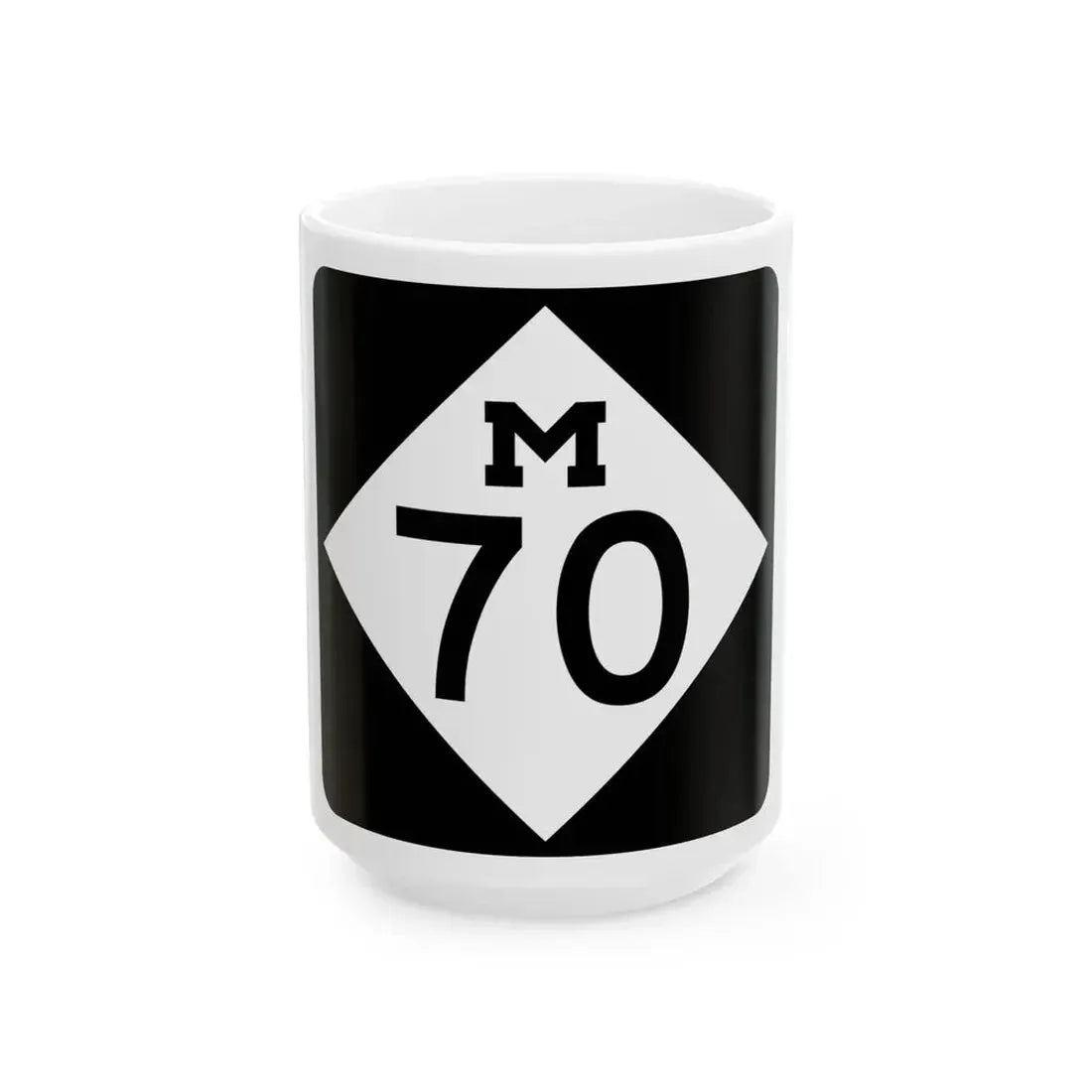 M-70 (Michigan) (Road Sign) White Coffee Mug 15oz - Go Mug Yourself