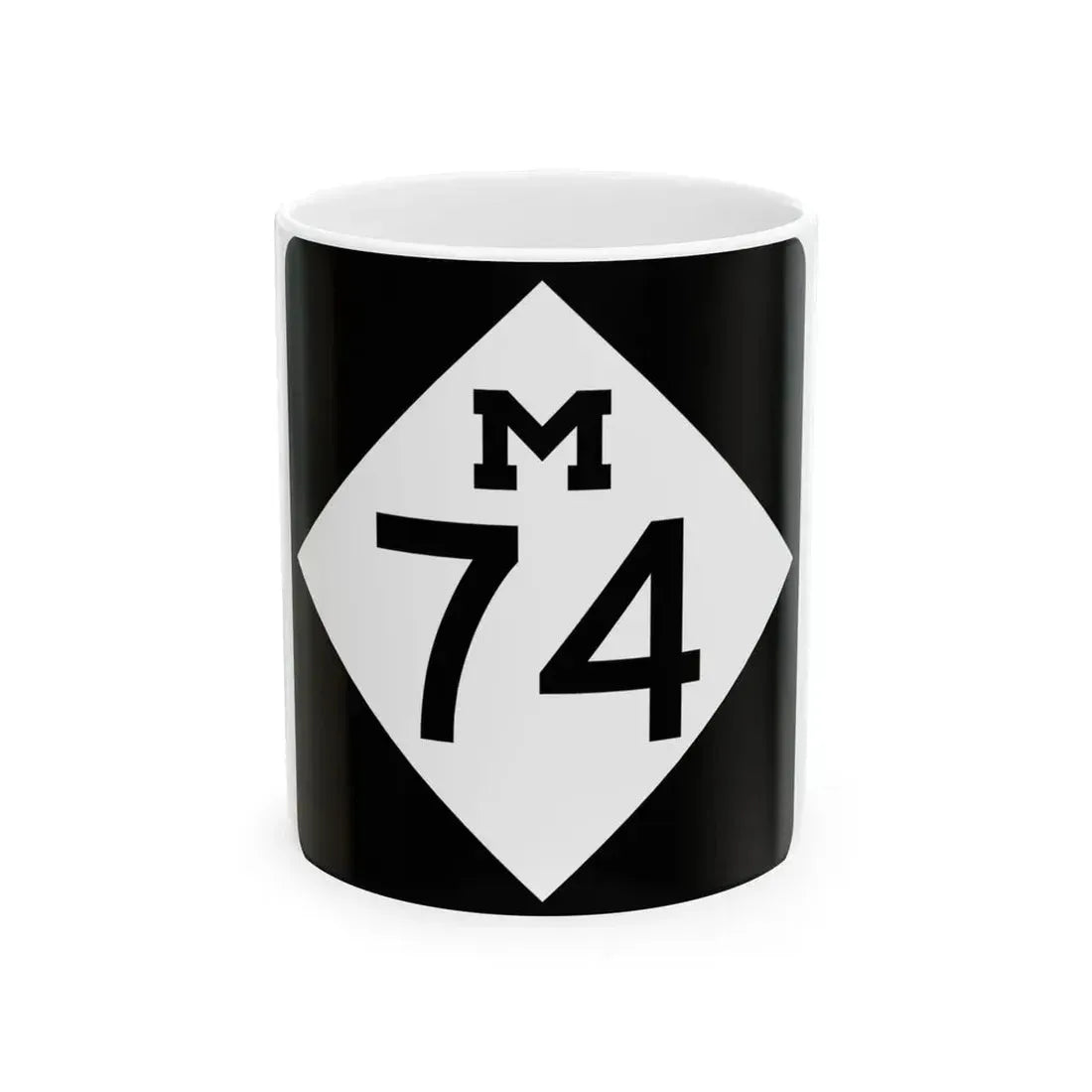 M-74 (Michigan) (Road Sign) White Coffee Mug 11oz - Go Mug Yourself